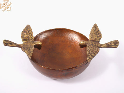 8" Brass Urli Bowl with Flying Bird | Home Decor