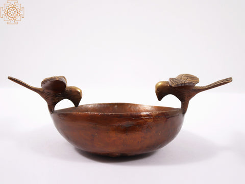 8" Brass Urli Bowl with Flying Bird | Home Decor
