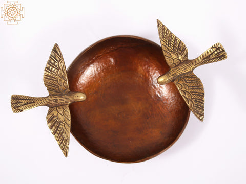 8" Brass Urli Bowl with Flying Bird | Home Decor
