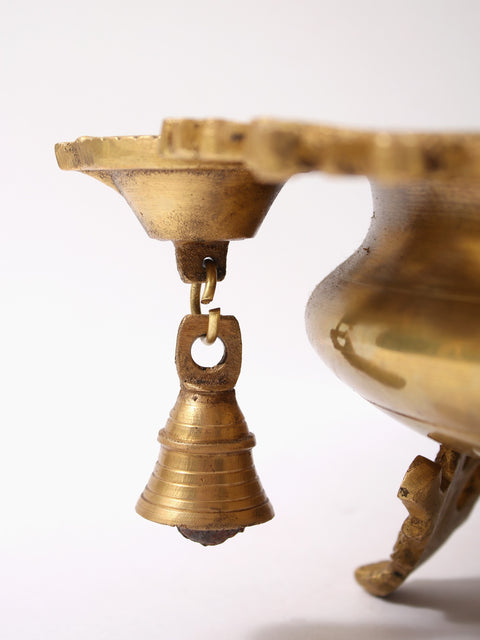 13" Designer Brass Urli with Lamps and Bells