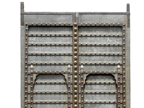112" Vintage Indian Door with Wooden, Iron and Brass