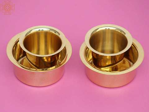 4" Brass Coffee Dabara (Set of 2)