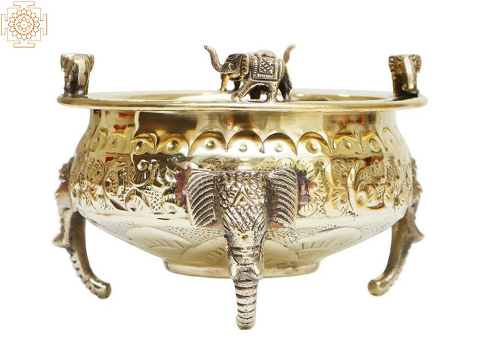 5" Elephant Brass Urli Bowl for Home Decor