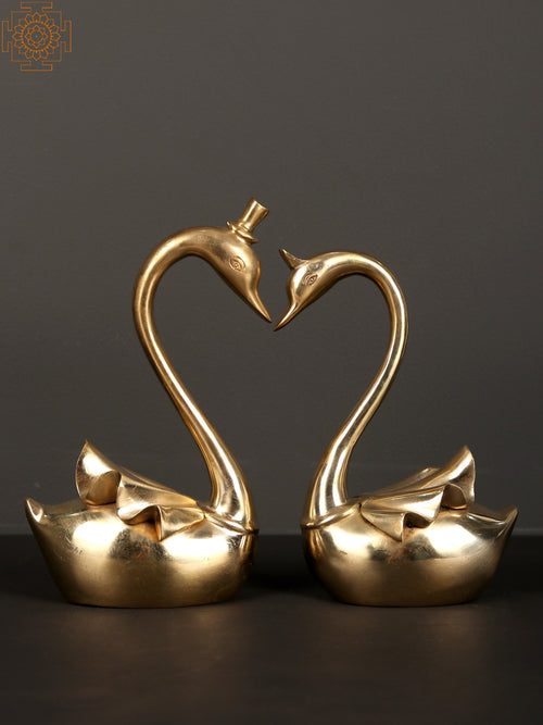 Mr. & Mrs. Swan Couple Brass Statue Home Decor