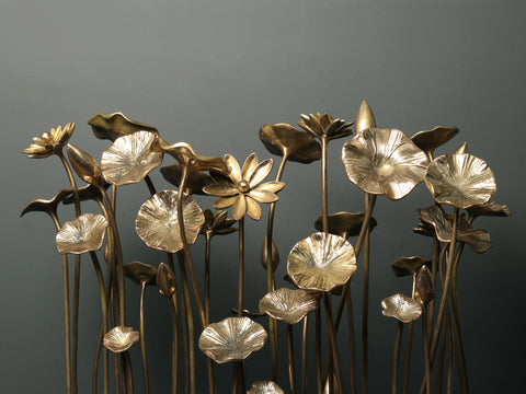20" Brass Bunch of Flowers and Buds | Home Decor