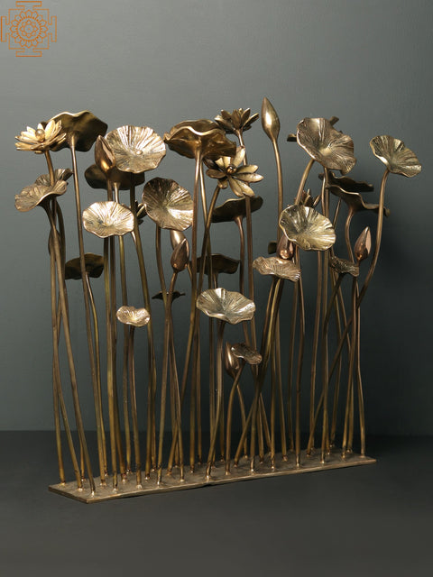20" Brass Bunch of Flowers and Buds | Home Decor