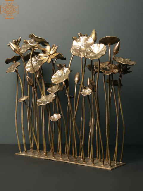 20" Brass Bunch of Flowers and Buds | Home Decor