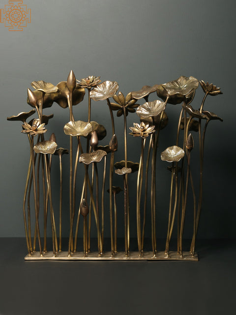20" Brass Bunch of Flowers and Buds | Home Decor
