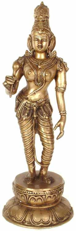 19" Blooming Lakshmi with Blooming Lotus In Brass | Handmade | Made In India