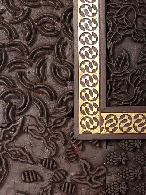 22" Designer Wood and Brass Wall Hanging Panel