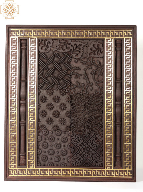 24" Designer Wood and Brass Wall Hanging Panel for Home Decor