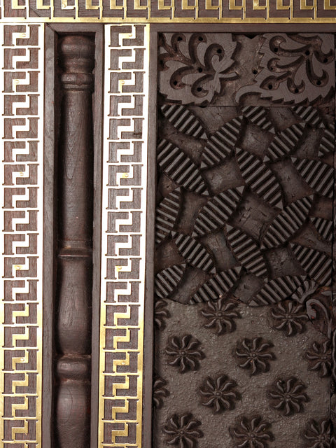 24" Designer Wood and Brass Wall Hanging Panel