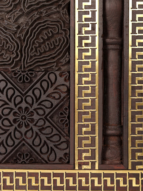 24" Designer Wood and Brass Wall Hanging Panel