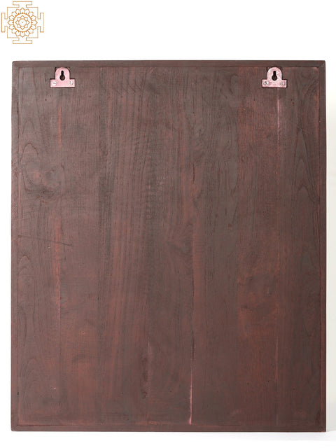 24" Designer Wood and Brass Wall Hanging Panel
