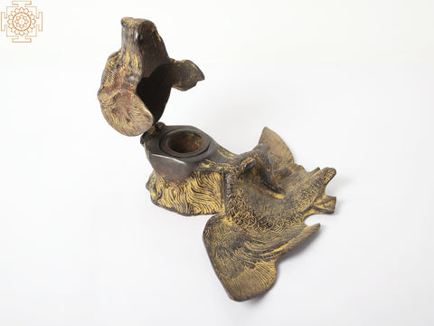 Hunting Dog Brass Inkwell | Table Decoration Items