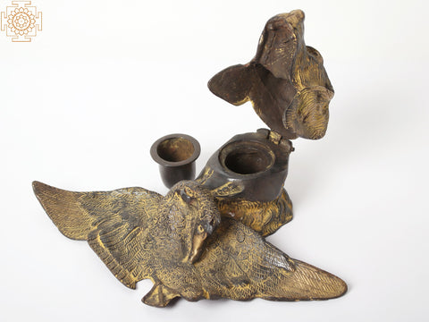 Hunting Dog Brass Inkwell | Table Decoration Items