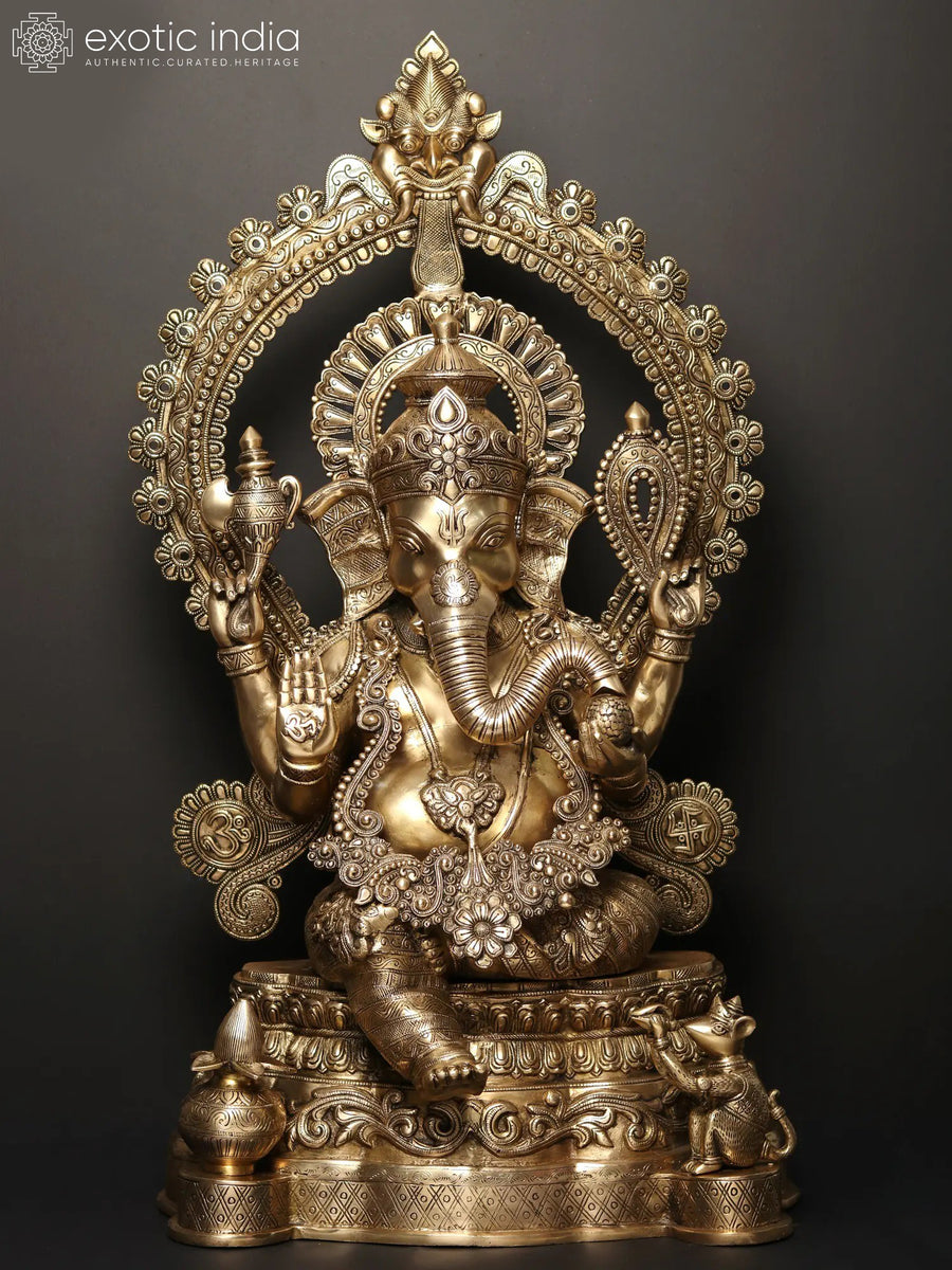Blessing Lord Ganesha Handmade Brass Sculpture