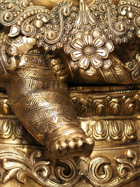 Blessing Lord Ganesha Large Brass Sculpture