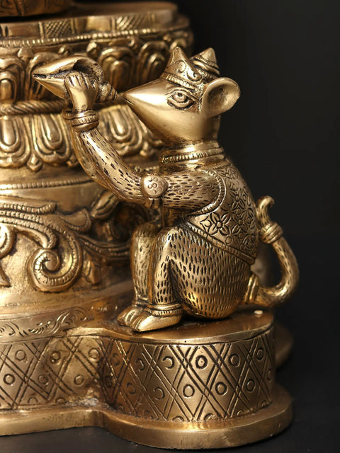 Blessing Lord Ganesha Large Brass Sculpture