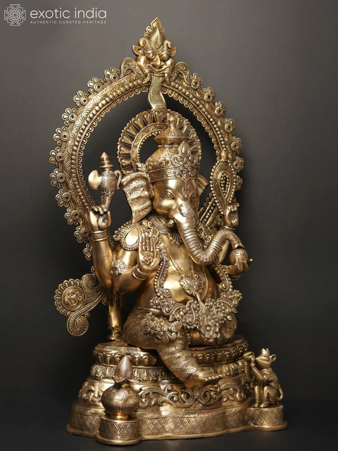 Blessing Lord Ganesha Large Brass Sculpture
