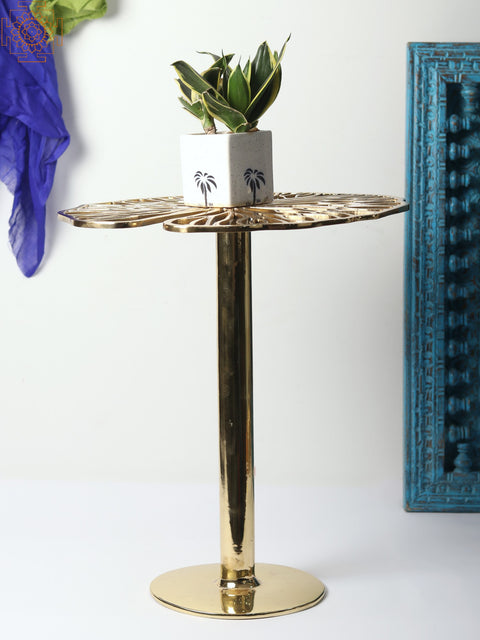 Golden Leaf Pattern Table | Brass Home Decor