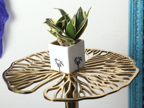 Golden Leaf Pattern Table | Brass Home Decor
