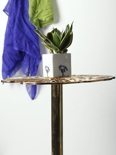 Golden Leaf Pattern Table | Brass Home Decor