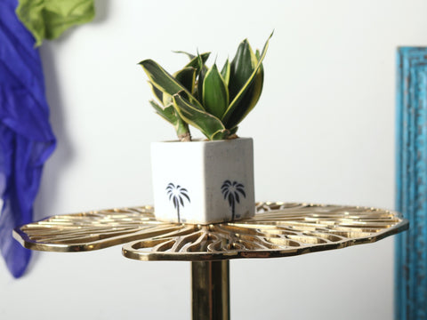 Golden Leaf Pattern Table | Brass Home Decor