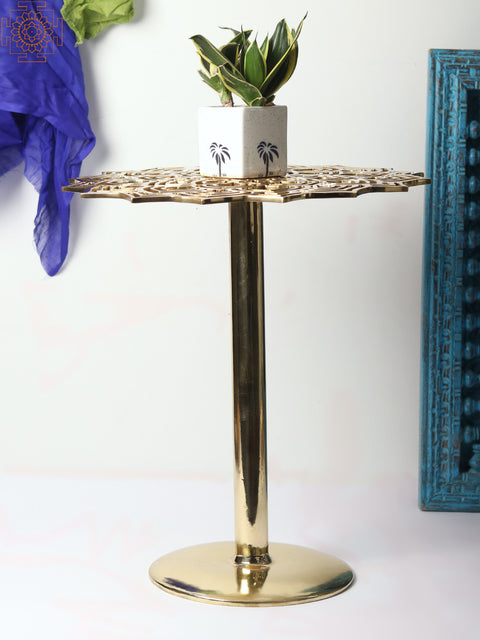 Lotus Pattern Table | Brass Home Decor