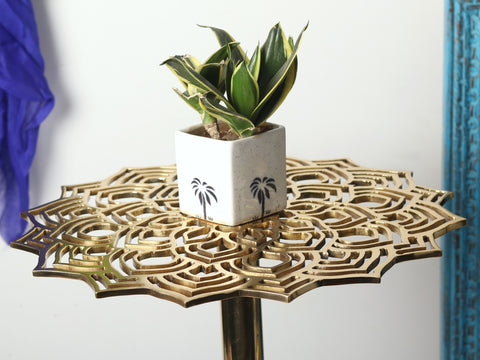 Lotus Pattern Table | Brass Home Decor