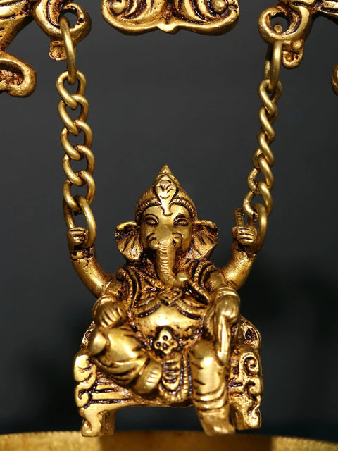 8" Brass Lord Ganesha on Swing