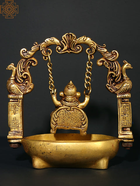 8" Brass Lord Ganesha on Swing