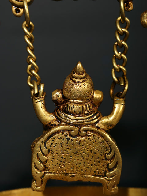 8" Brass Lord Ganesha on Swing