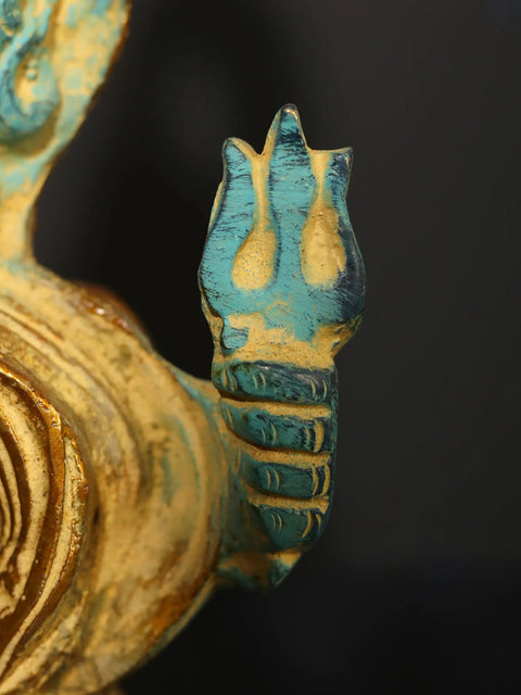 10" Blue and Gold Modern Blessing Lord Shiva in Brass