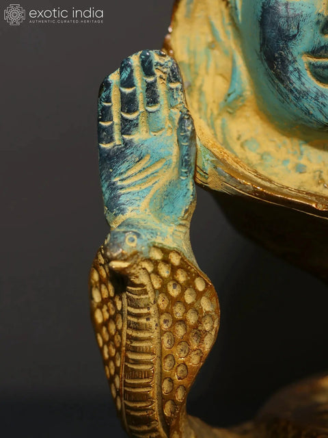 10" Blue and Gold Modern Blessing Lord Shiva in Brass