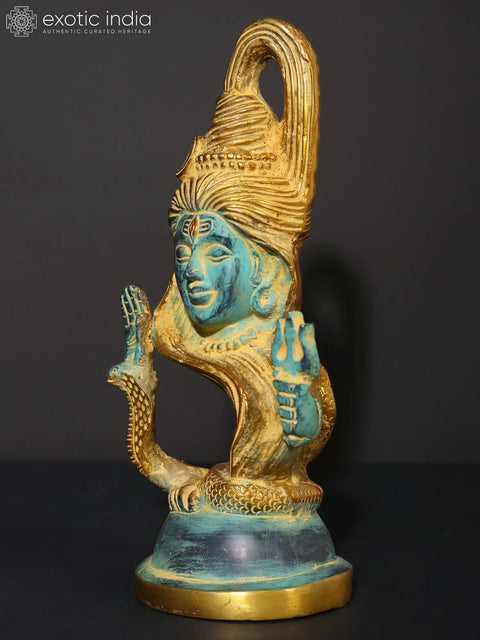 10" Blue and Gold Modern Blessing Lord Shiva in Brass