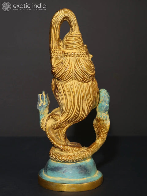 10" Blue and Gold Modern Blessing Lord Shiva in Brass