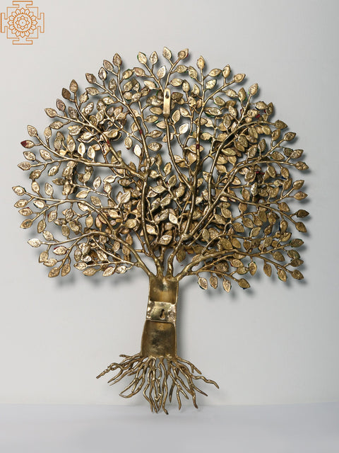 27" Brass Tree with Inlay Work | Wall Hanging