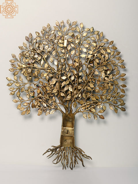 27" Wall Mount Tree of Life in Brass with Inlay Work