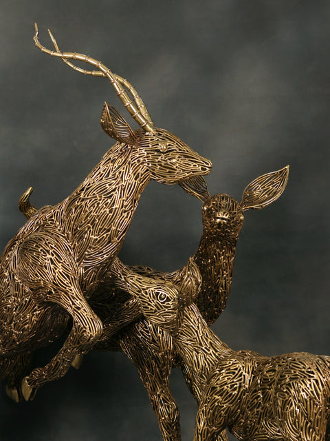 Playing Deer Family Brass