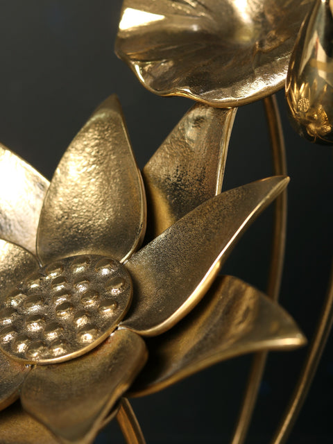 13" Brass Lotus Flowers and Bud | Table Decor
