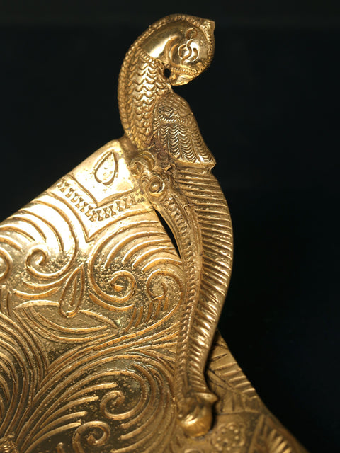 11" Peacocks Designer Tray in Brass