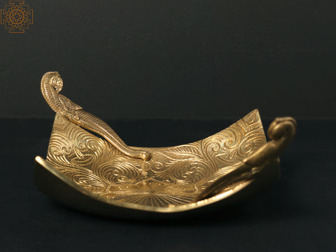 11" Peacocks Designer Tray in Brass