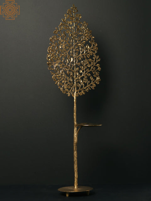 30" Brass Tree of Life with Candle Stand