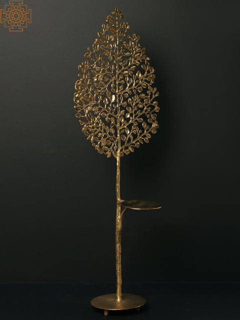 30" Brass Tree of Life with Candle Stand