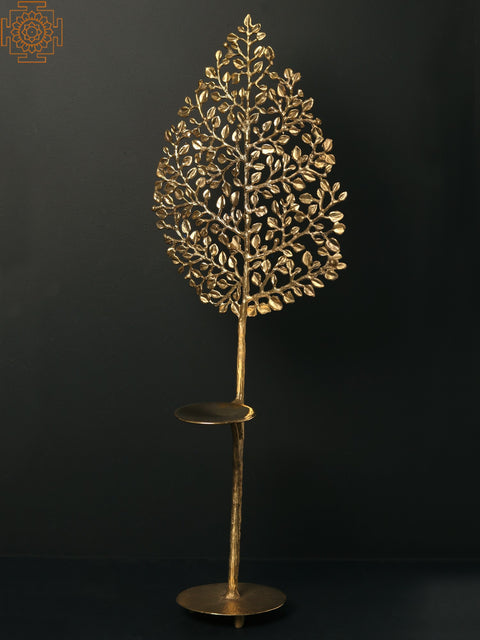 30" Brass Tree of Life with Candle Stand