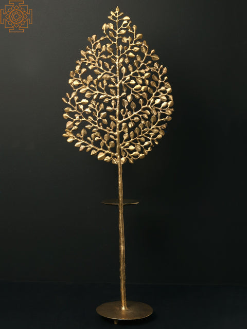 30" Brass Tree of Life with Candle Stand
