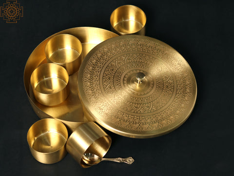 8" Designer Masala/Spice Box in Brass