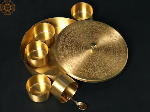 8" Designer Masala/Spice Box in Brass