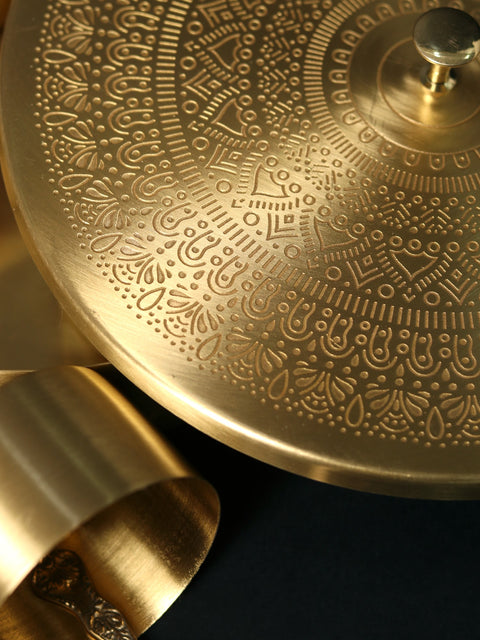 8" Designer Masala/Spice Box in Brass